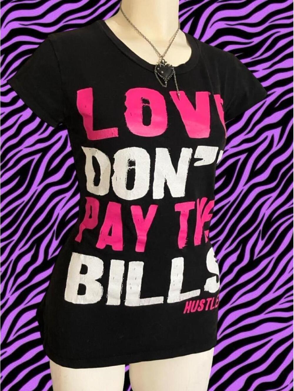 Hustler Black cotton t-shirt with white distressed lettering #distressed